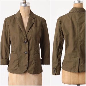 Anthropologie Cartonnier Green Piped Blazer | Sz 4